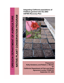 Integrating California Populations of Fritillaria Gentneri Into the 2003