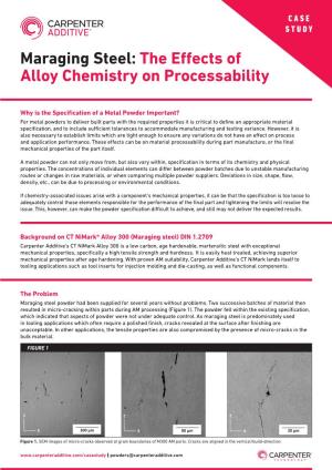 Maraging Steel: the Effects of Alloy Chemistry on Processability