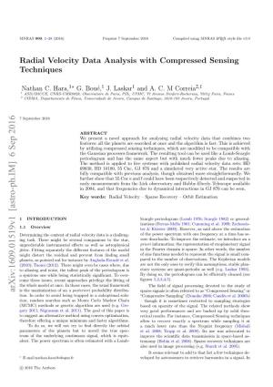 Radial Velocity Data Analysis with Compressed Sensing Techniques