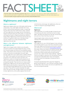 Nightmares and Night Terrors What Is a Nightmare? End of Primary School Age