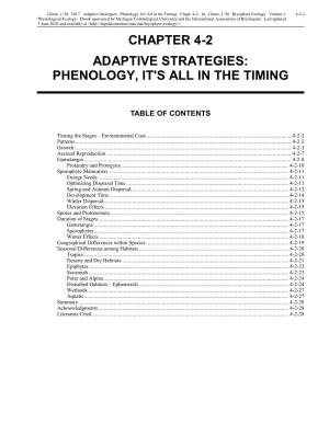 Volume 1, Chapter 4-2: Adaptive Strategies: Phenology, It's All in the Timing