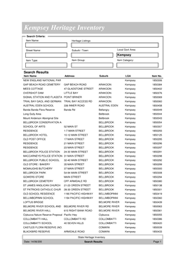 Kempsey Heritage Inventory