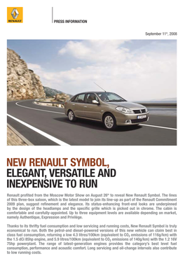 New Renault Symbol, Elegant, Versatile and Inexpensive to Run