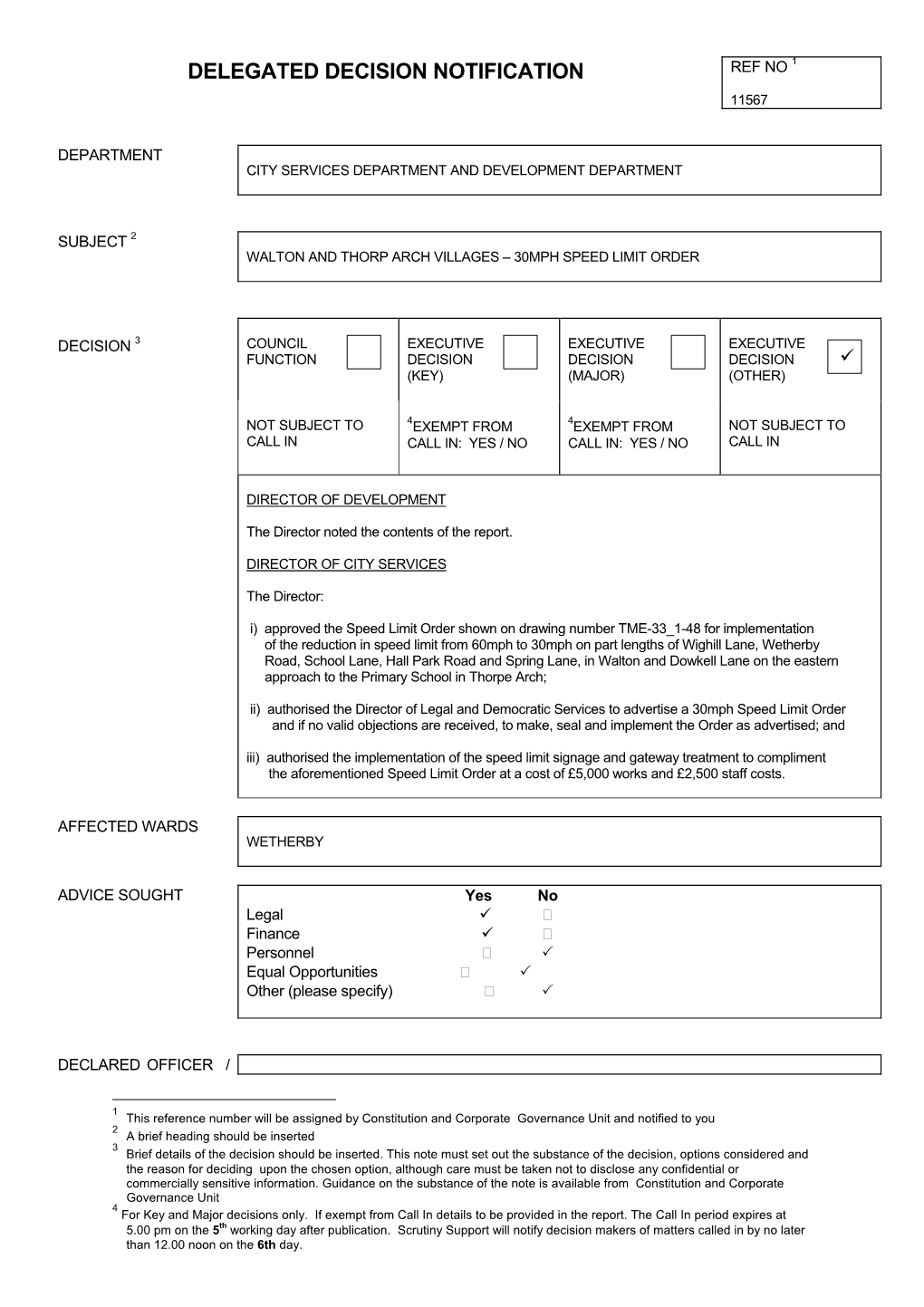 Delegated Decision Notification Ref No 1