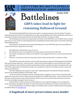GBPA Takes Lead in Fight for Remaining Hallowed Ground