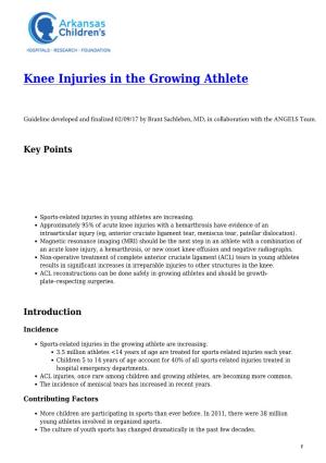 Knee Injuries in the Growing Athlete