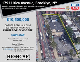 $10,500,000 1791 Utica Avenue, Brooklyn, NY