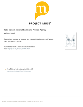 Fetal Ireland: National Bodies and Political Agency Kathryn Conrad