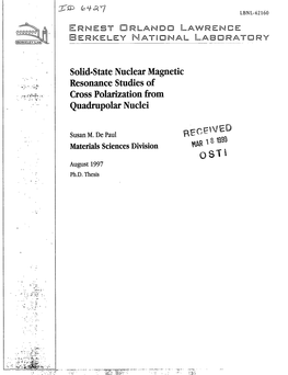 Solid State Nuclear Magnetic Resonance Studies Of