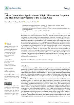 Urban Demolition: Application of Blight Elimination Programs and Flood Buyout Programs to the Italian Case