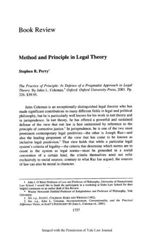Method and Principle in Legal Theory