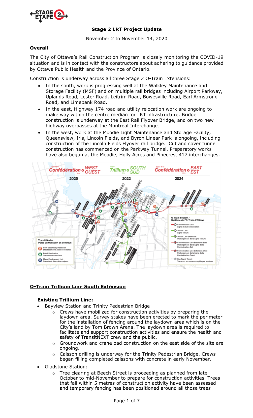 Of 7 Stage 2 LRT Project Update November 2 To