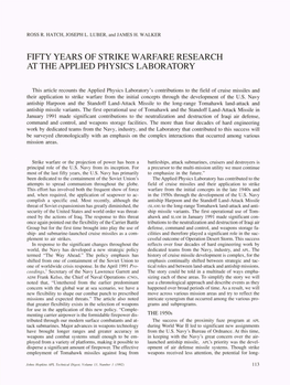 Fifty Years of Strike Warfare Research at the Applied Physics Laboratory