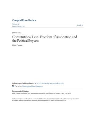 Constitutional Law - Freedom of Association and the Political Boycott Elaine Cohoon