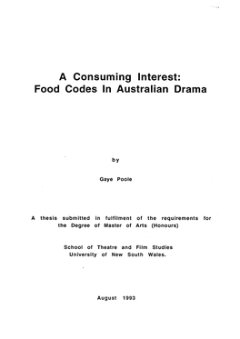 Food Codes in Australian Drama