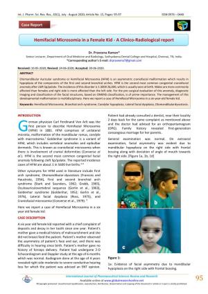 Hemifacial Microsomia in a Female Kid - a Clinico-Radiological Report