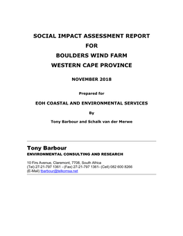 Britannia Bay Scoping Social Assessment