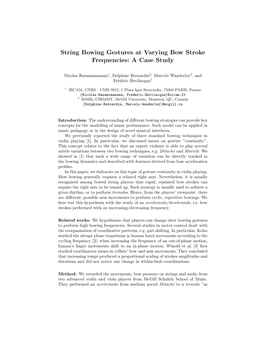 String Bowing Gestures at Varying Bow Stroke Frequencies: a Case Study