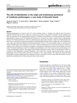 The Role of Hybridisation in the Origin and Evolutionary Persistence of Vertebrate Parthenogens: a Case Study of Darevskia Lizards