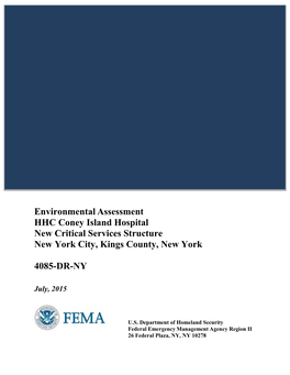 Environmental Assessment HHC Coney Island Hospital New Critical Services Structure New York City, Kings County, New York