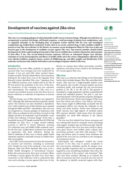 Development of Vaccines Against Zika Virus