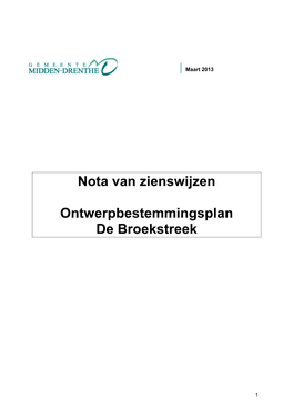 Nota Van Zienswijzen Ontwerpbestemmingsplan De Broekstreek