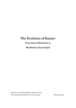 The Evolution of Karate: the Evolution of Karate