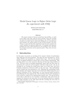 Modal Linear Logic in Higher Order Logic an Experiment with COQ