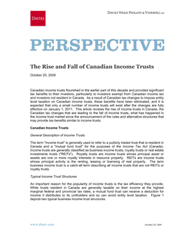 Perspective Rise and Fall of Canadian Income Trusts