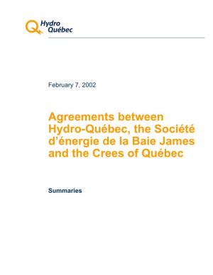 Agreements Between Hydro-Québec, the Société D'énergie De La Baie