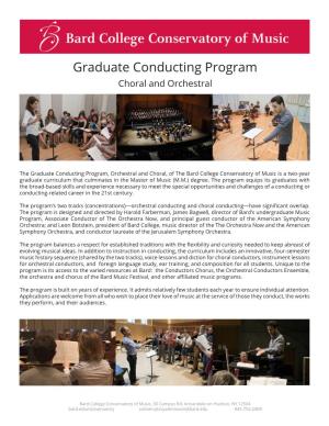 Graduate Conducting Program Choral and Orchestral