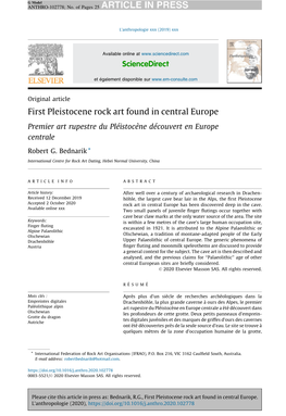 First Pleistocene Rock Art Found in Central Europe