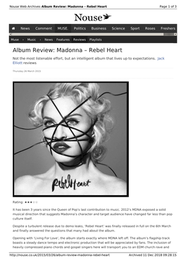Album Review: Madonna – Rebel Heart | Nouse