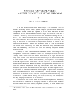 A Comprehensive Survey of Bird Song