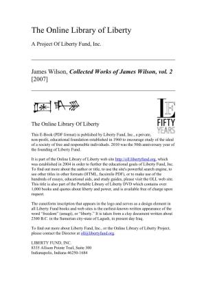Collected Works of James Wilson, Vol. 2 [2007]