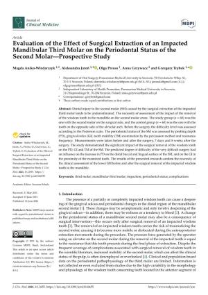 Evaluation of the Effect of Surgical Extraction of an Impacted Mandibular Third Molar on the Periodontal Status of the Second Molar—Prospective Study