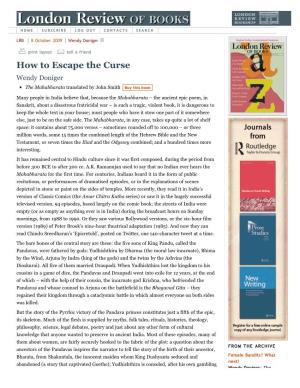 Wendy Doniger How to Escape the Curse