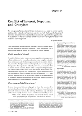 Conflict of Interest, Nepotism and Cronyism