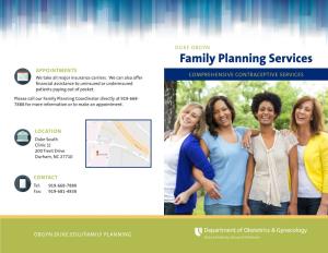 Family Planning Services APPOINTMENTS COMPREHENSIVE CONTRACEPTIVE SERVICES We Take All Major Insurance Carriers