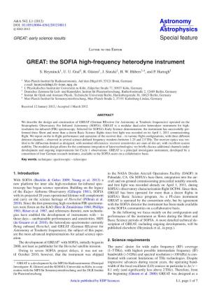 GREAT: the SOFIA High-Frequency Heterodyne Instrument