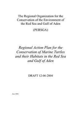Regional Action Plan for the Conservation of Marine Turtles and Their Habitats in the Red Sea and Gulf of Aden