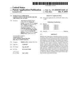 (12) Patent Application Publication (10) Pub. No.: US 2010/0311655 A1 Leonard Et Al