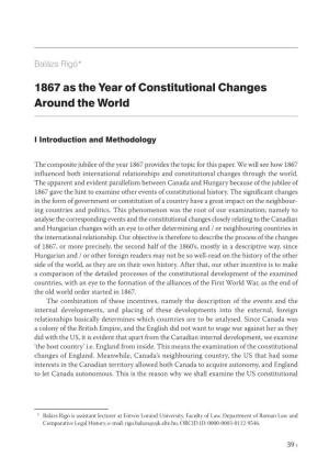 1867 As the Year of Constitutional Changes Around the World