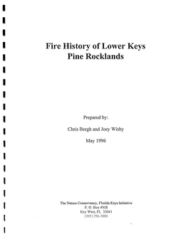 Fire History of Lower Keys Pine Rocklands