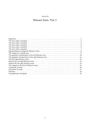 Riemann Sums. Part 2