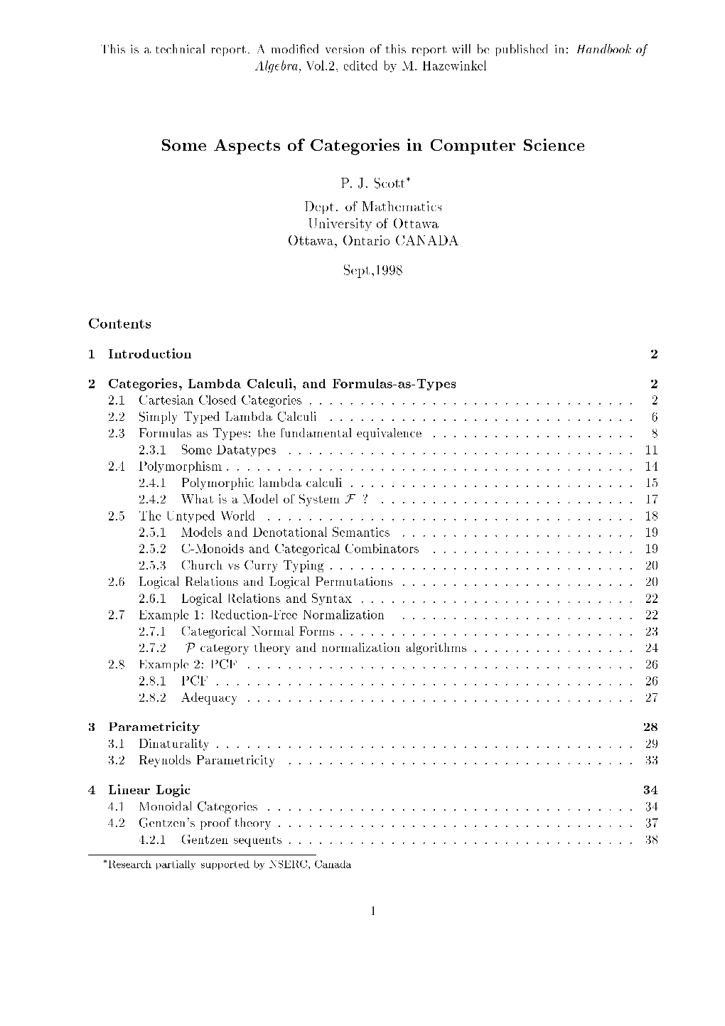 Some Aspects of Categories in Computer Science