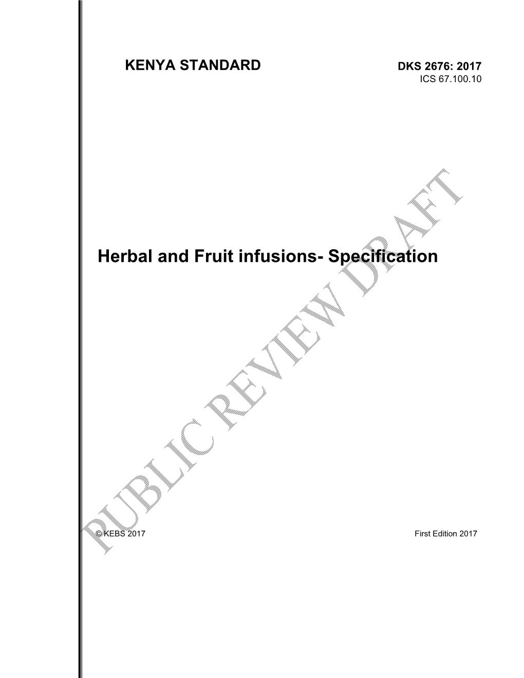 Herbal and Fruit Infusions- Specification