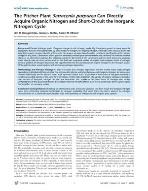 The Pitcher Plant Sarracenia Purpurea Can Directly Acquire Organic Nitrogen and Short-Circuit the Inorganic Nitrogen Cycle