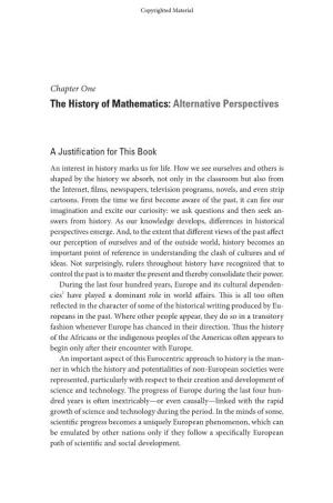 The History of Mathematics: Alternative Perspectives