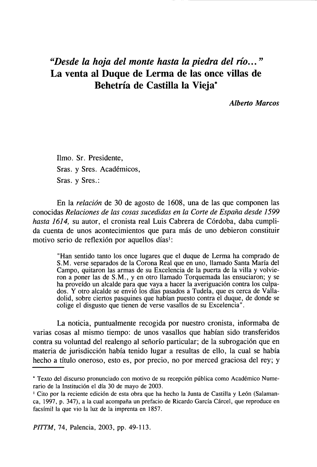 La Venta Al Duque De Lerma De Las Once Villas De Behetría De Castilla La Vieja*